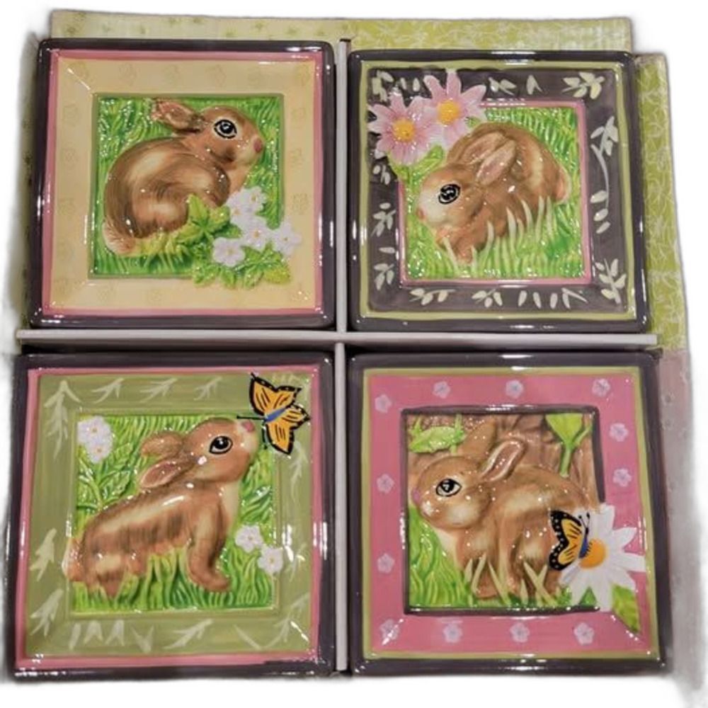 Sweet VintageโBunny Decorative Plates - Set of 4 in Original Packaging